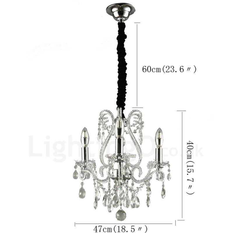 3 Licht Gold Silber Amerikanischen Stil Kristall Anhänger Kronleuchter Licht Shop