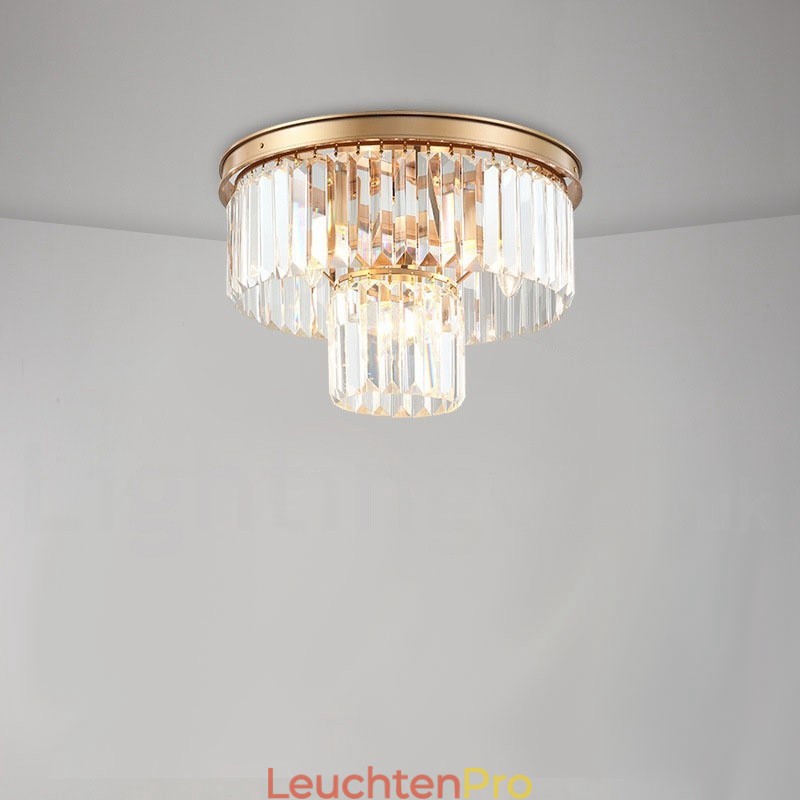 Postmoderne Luxus Runde K9 Kristall Unterputz Deckenleuchte Ausstellungshalle