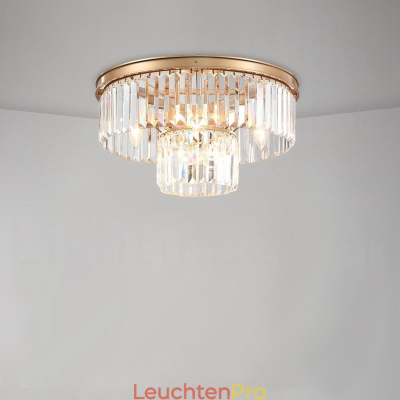 Postmoderne Luxus Runde K9 Kristall Unterputz Deckenleuchte Ausstellungshalle