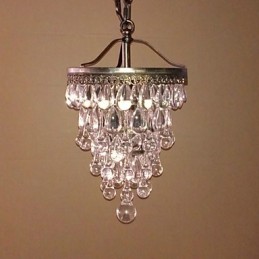 Moderne Pendelleuchte mit 1 Licht und antiker Farbe und Kristallperlen