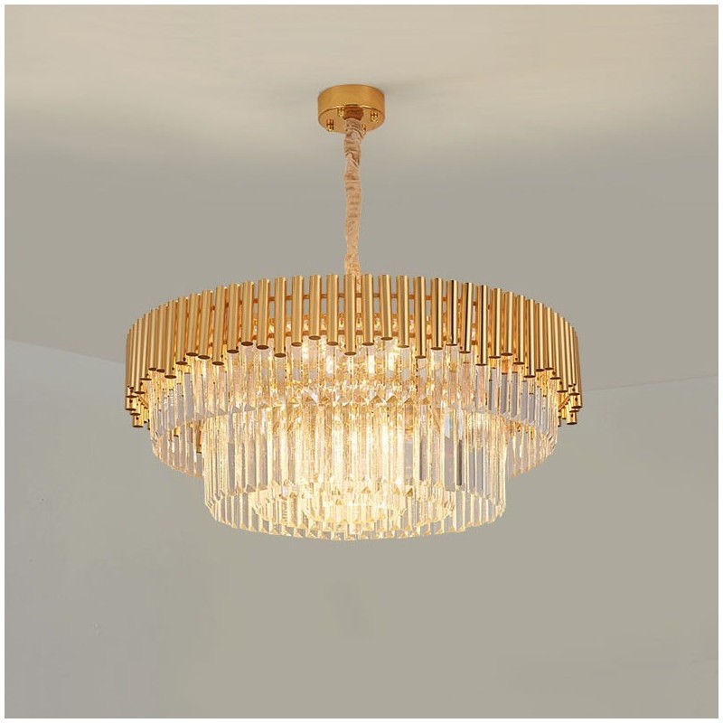 Postmodernen Gold Luxus Runde K9 Kristall Anhänger Kronleuchter Lichter Ausstellung Halle