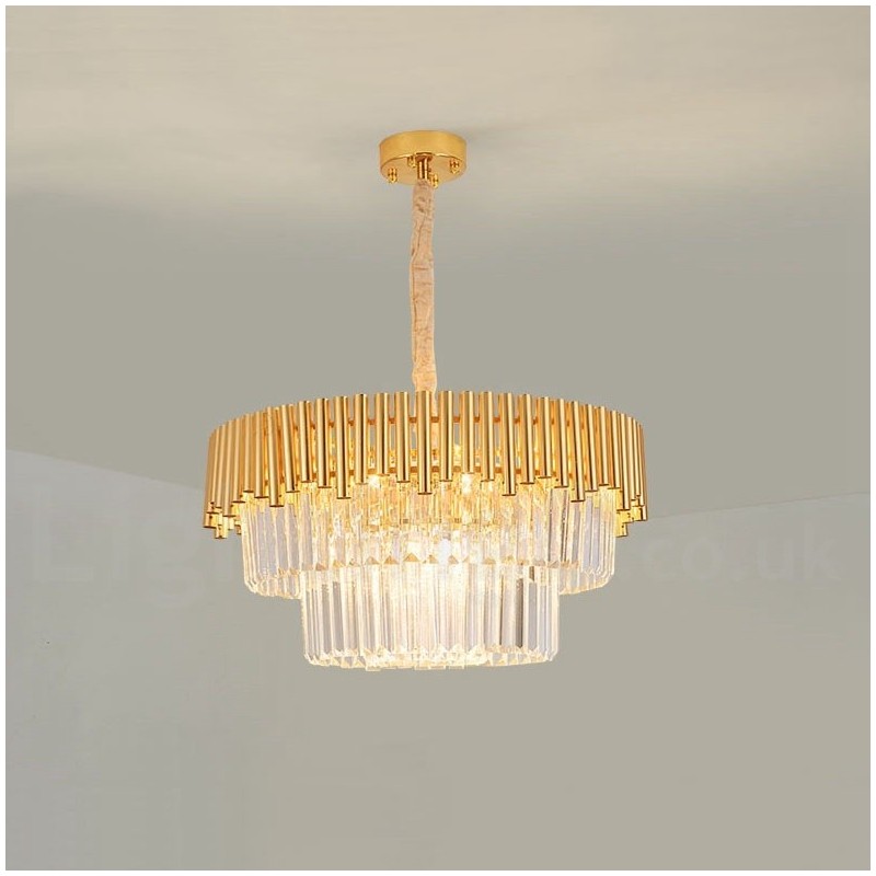 Postmodernen Gold Luxus Runde K9 Kristall Anhänger Kronleuchter Lichter Ausstellung Halle