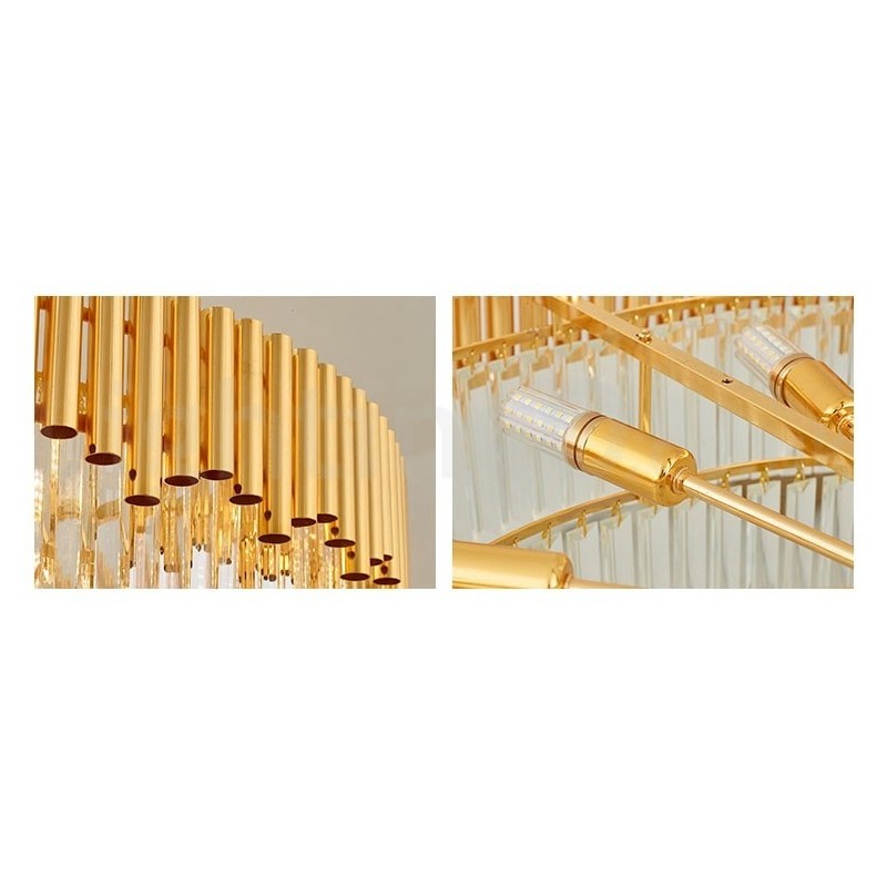 Postmodernen Gold Luxus Runde K9 Kristall Anhänger Kronleuchter Lichter Ausstellung Halle
