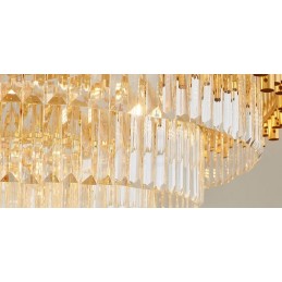 Postmodernen Gold Luxus Runde K9 Kristall Anhänger Kronleuchter Lichter Ausstellung Halle