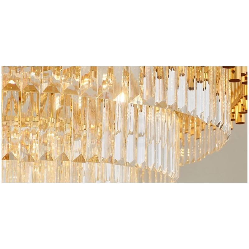 Postmodernen Gold Luxus Runde K9 Kristall Anhänger Kronleuchter Lichter Ausstellung Halle