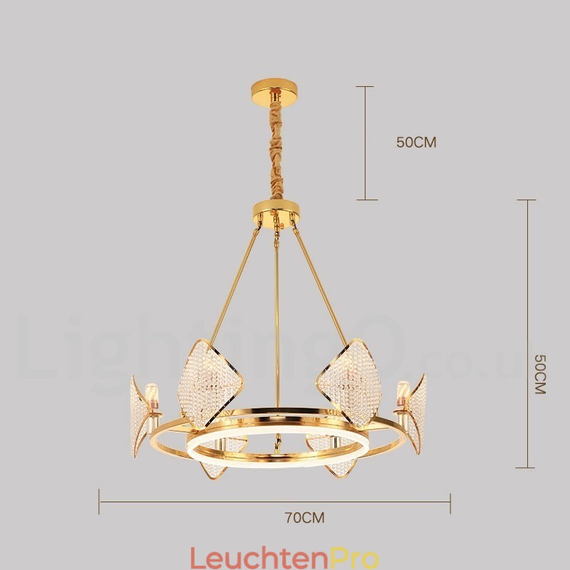 Gold Postmodern Luxus Runde K9 Kristall Pendelleuchte Kronleuchter Licht mit Acryl Schatten Ausstellungshalle