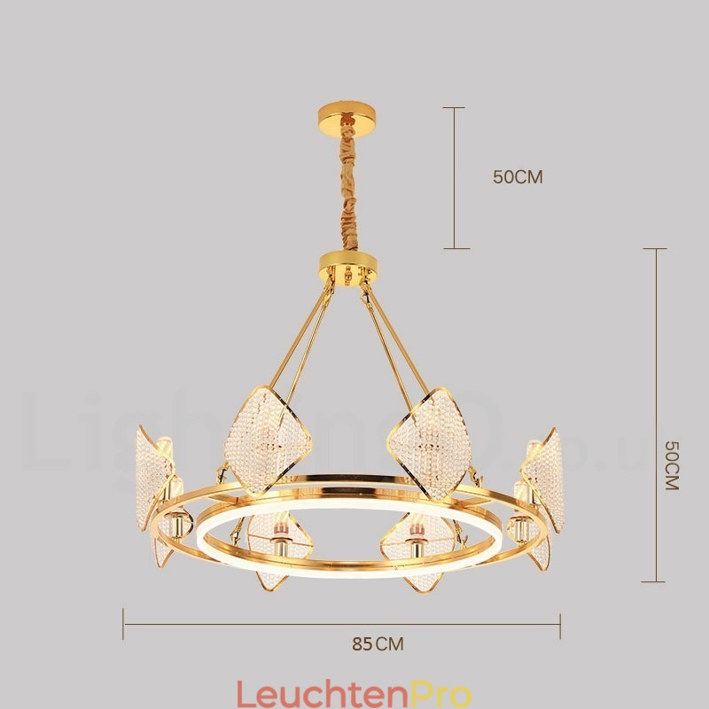 Gold Postmodern Luxus Runde K9 Kristall Pendelleuchte Kronleuchter Licht mit Acryl Schatten Ausstellungshalle