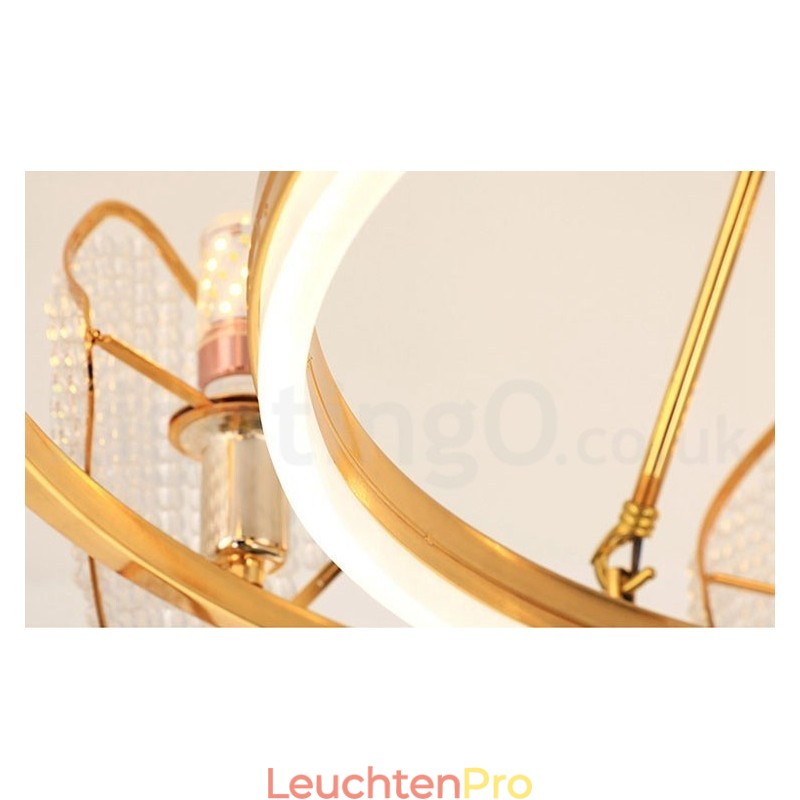 Gold Postmodern Luxus Runde K9 Kristall Pendelleuchte Kronleuchter Licht mit Acryl Schatten Ausstellungshalle