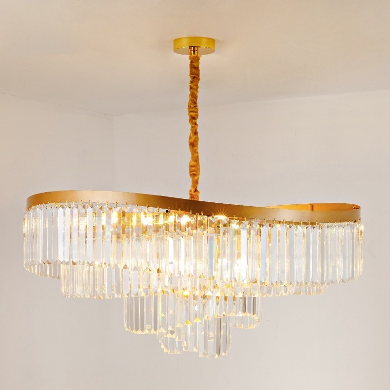Gold Postmodernen Luxus Runde K9 Kristall Anhänger Kronleuchter Ausstellung Halle