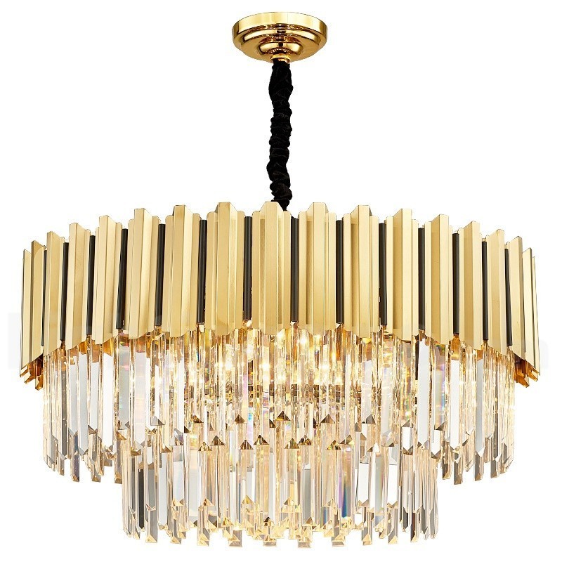 Dieses Jahr Luxus Postmodern Gold Runde K9 Kristall Anhänger Kronleuchter Ausstellungshalle