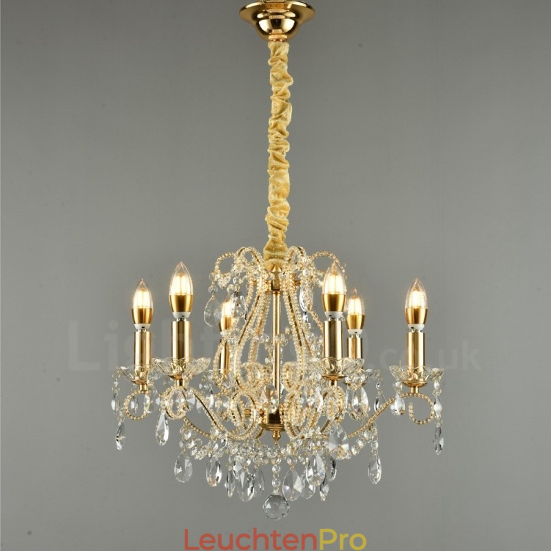 6 Licht Gold Silber Amerikanischen Stil Kristall Anhänger Kronleuchter Licht Shop