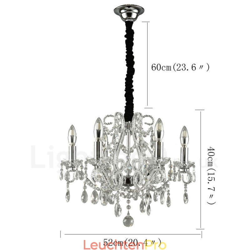 6 Licht Gold Silber Amerikanischen Stil Kristall Anhänger Kronleuchter Licht Shop