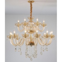 18 (12+6) Lichter Champagner Farbe Eleganter Kristall Kerzenleuchter