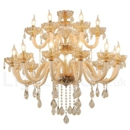 18 (12+6) Lichter Champagner Farbe Eleganter Kristall Kerzenleuchter