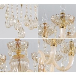 18 (12+6) Lichter Champagner Farbe Eleganter Kristall Kerzenleuchter