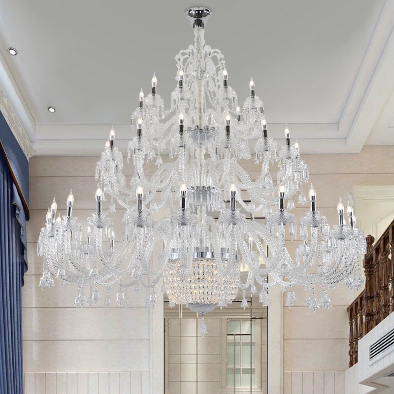50 Licht klar elegante luxuriöse Kristall Kerze Kronleuchter Ausstellung Hal