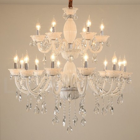 18 (12+6) Lichter weißer eleganter Kerzenleuchter mit Kristall 18 (12+6) Lichter weißer eleganter Kerzenleuchter mit Kristall