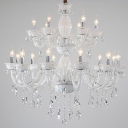 18 (12+6) Lichter weißer eleganter Kerzenleuchter mit Kristall