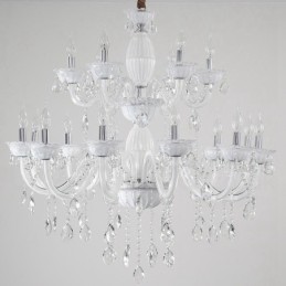 18 (12+6) Lichter weißer eleganter Kerzenleuchter mit Kristall