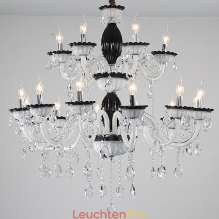 18 (12+6) Lichter Schwarzer Eleganter Kerzenleuchter mit Kristall 18 (12+6) Lichter Schwarzer Eleganter Kerzenleuchter mit Kristall