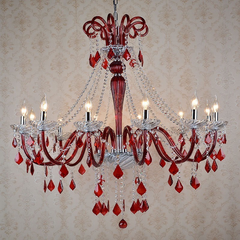 Roter Kristall-Kerzenleuchter
