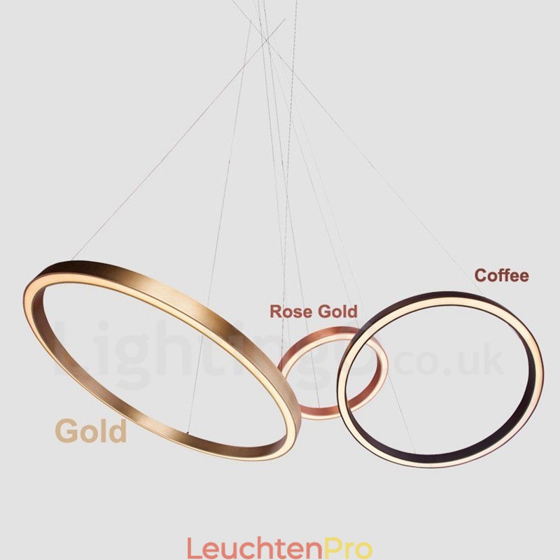 Wi-Fi Smart Dimmbare Gold Rose Gold Moderne zeitgenössische 3 Ringe Licht Aluminiumlegierung Pendelleuchte mit Acryl-Lampenschirm