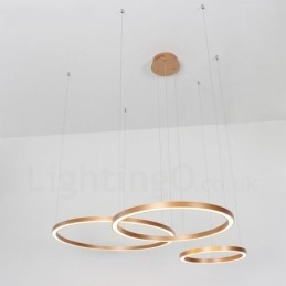 Wi-Fi Smart Dimmbare Gold Rose Gold Moderne zeitgenössische 3 Ringe Licht Aluminiumlegierung Pendelleuchte mit Acryl-Lampenschirm