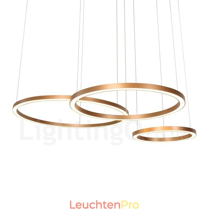 Wi-Fi Smart Dimmbare Gold Rose Gold Moderne zeitgenössische 3 Ringe Licht Aluminiumlegierung Pendelleuchte mit Acryl-Lampenschirm