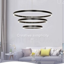 Dimmbare Wi-Fi Smart 3 Ringe Zwei Streifen Moderne zeitgenössische Pendelleuchte mit Acryl-Lampenschirm