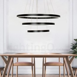 Dimmbare Wi-Fi Smart 3 Ringe Zwei Streifen Moderne zeitgenössische Pendelleuchte mit Acryl-Lampenschirm