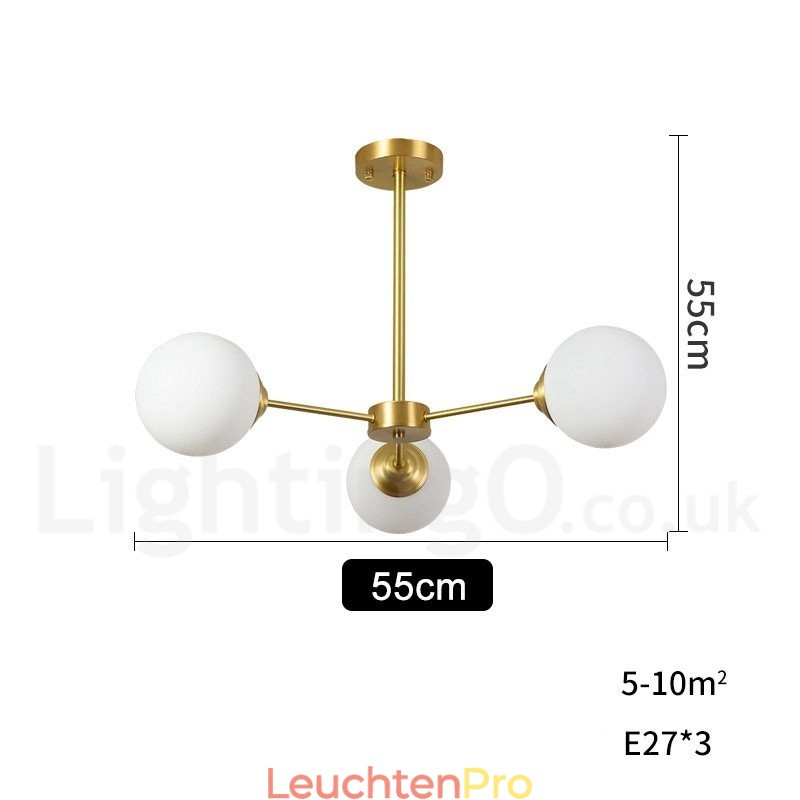 3-Licht Reinem Messing Nordeuropa Bean Kronleuchter Moderne Metall Moleküle Pendelleuchte