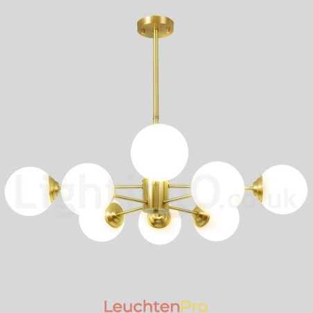 8 Lichter (4 + 4 Lichter) Zweistufiger Kronleuchter aus reinem Messing aus Nordeuropa, moderne Pendelleuchte mit Metallmolekülen 8 Lichter (4 + 4 Lichter) Zweistufiger Kronleuchter aus reinem Messing aus Nordeuropa, moderne Pendelleuchte mit Metallmolekülen
