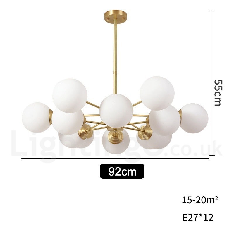 12 Lichter (6 + 6 Lichter) Zweistufiger Kronleuchter aus reinem Messing aus Nordeuropa, moderne Pendelleuchte mit Metallmolekülen