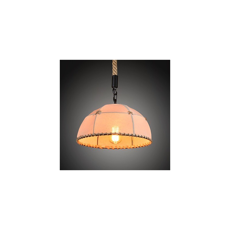 Handgefertigte Kronleuchterlampe aus Hanfseil im Retro-Landhausstil