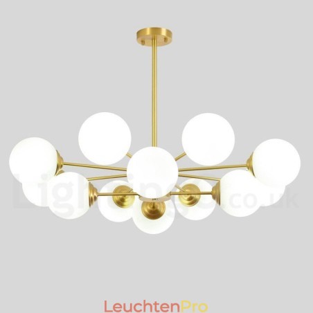 12 Lichter (8 + 4 Lichter) Zweistufiger Kronleuchter aus reinem Messing aus Nordeuropa, moderne Pendelleuchte mit Metallmolekülen 12 Lichter (8 + 4 Lichter) Zweistufiger Kronleuchter aus reinem Messing aus Nordeuropa, moderne Pendelleuchte mit Metallmolekülen