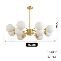 12 Lichter (8 + 4 Lichter) Zweistufiger Kronleuchter aus reinem Messing aus Nordeuropa, moderne Pendelleuchte mit Metallmolekülen