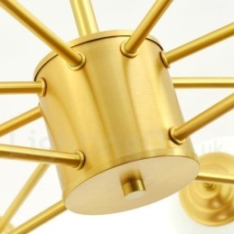 12 Lichter (8 + 4 Lichter) Zweistufiger Kronleuchter aus reinem Messing aus Nordeuropa, moderne Pendelleuchte mit Metallmolekülen