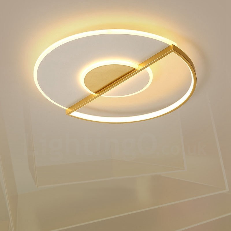 Goldfarbene, ultradünne, moderne Deckenleuchten im zeitgenössischen nordischen Stil mit Fernbedienung, können auch als Wandleuchte verwendet werden
