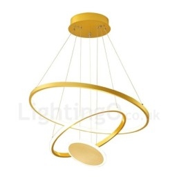 Three Circles Pendelleuchte mit drei Ringen, modernes Design, goldfarben, mit Fernbedienung