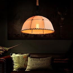 Handgefertigte Kronleuchterlampe aus Hanfseil im Retro-Landhausstil