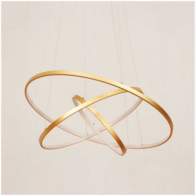 Dimmbare Pendelleuchte mit Fernbedienung Gold Modernes Design Drei Ringe