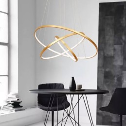 Dimmbare Pendelleuchte mit Fernbedienung Gold Modernes Design Drei Ringe