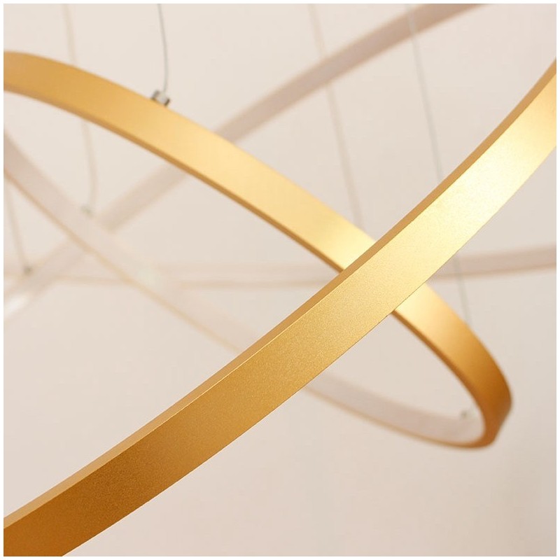 Dimmbare Pendelleuchte mit Fernbedienung Gold Modernes Design Drei Ringe