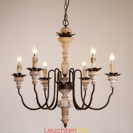 Landhaus Vintage Holz 6 Licht Kronleuchter Licht Landhaus Vintage Holz 6 Licht Kronleuchter Licht
