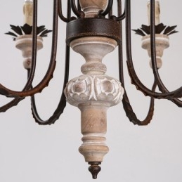 Landhaus Vintage Holz 6 Licht Kronleuchter Licht
