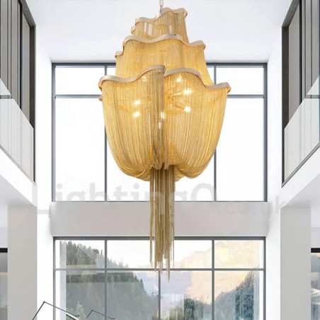 Quasten Kronleuchter Designer Pendelleuchte Silber Gold Farbe Quasten Kronleuchter Designer Pendelleuchte Silber Gold Farbe