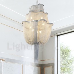 Quasten Kronleuchter Designer Pendelleuchte Silber Gold Farbe