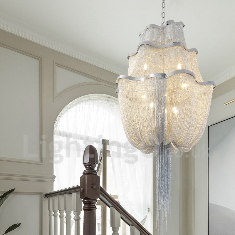 Quasten Kronleuchter Designer Pendelleuchte Silber Gold Farbe