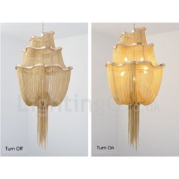 Quasten Kronleuchter Designer Pendelleuchte Silber Gold Farbe