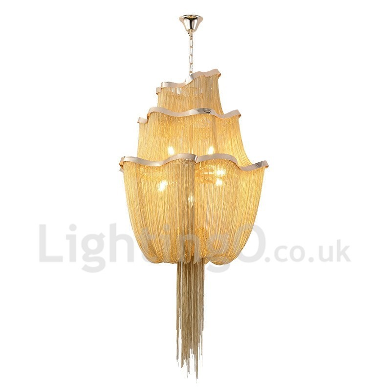 Quasten Kronleuchter Designer Pendelleuchte Silber Gold Farbe